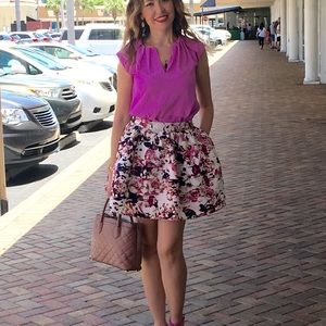 Express Flower Mini Skirt With Pockets